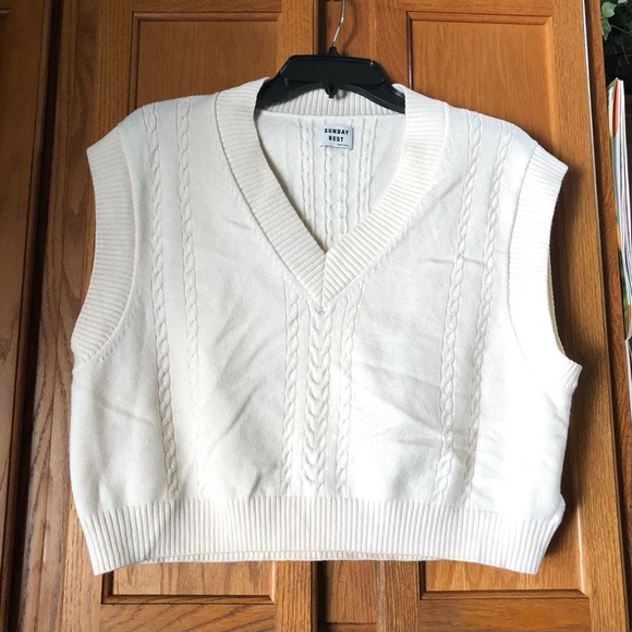 Aritzia Sweaters - Aritzia Sunday Best Winston Cable Knit Wool Blend Academia Sweater Vest - L